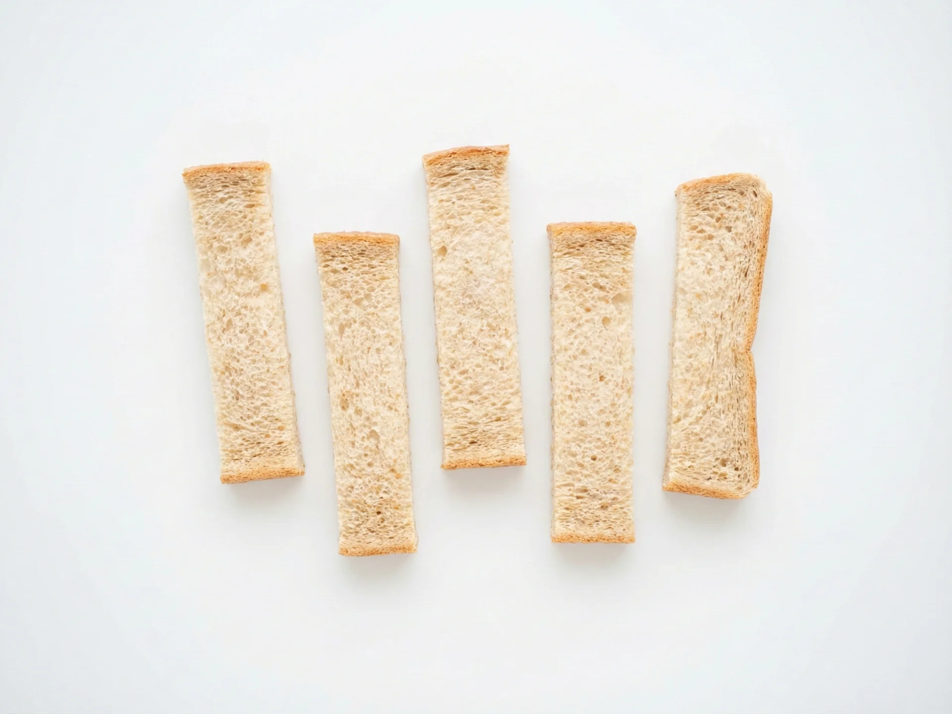 Pour les débutants, proposez des pâtes complètes cuites jusqu'à tendreté comme des fusilli ou des penne coupées en morceaux de la taille d'une bouchée, ou de la céréale de blé mélangée à une consistance épaisse, pouvant être prise à la cuillère. Faites légèrement griller du pain complet et coupez-le en bandelettes d'environ la largeur de deux doigts d'adulte pour une préhension facile. Assurez-vous que toutes les textures s'écrasent entre vos doigts pour prévenir l'étouffement.