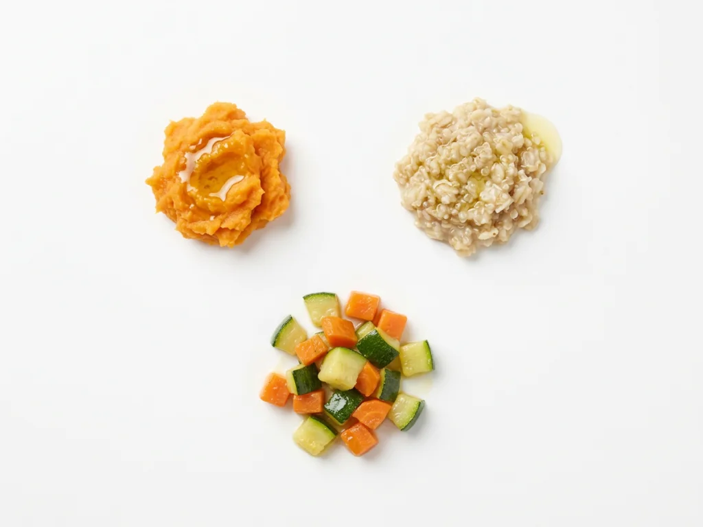 Regue azeite sobre alimentos macios e amassados ou misture-o em pratos de cereais, como aveia, quinoa ou massa macia. Também pode usar uma pequena quantidade para saltear levemente pedaços de legumes muito macios.