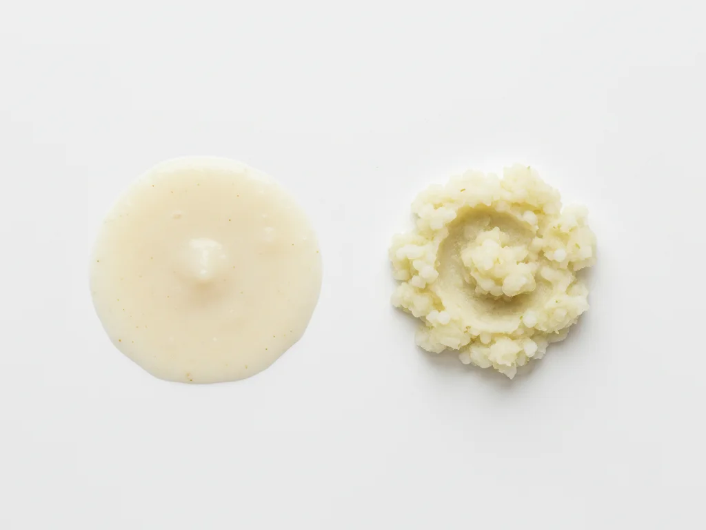 Schäle die Kohlrabiknolle gründlich, um die zähe Außenhaut zu entfernen. Dünste oder koche sie bis sie sehr weich ist (etwa 10-15 Minuten), dann püriere sie glatt mit etwas Muttermilch, Säuglingsnahrung oder Wasser, um eine dünne, suppige Konsistenz zu erreichen. Du kannst sie auch gut zerdrücken für Babys, die bereit für dickere Texturen sind.