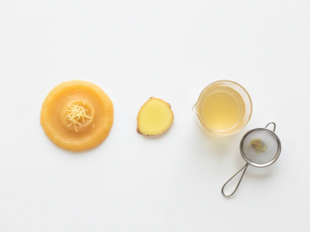 Voor baby's van 6-9 maanden, gebruik gember als subtiele smaakmaker in purees. Voeg een klein snufje fijngeraspte gember toe aan fruit- of groentepurees. Je kunt ook een zwakke gemberthee maken door een dun plakje 5 minuten in water te laten sudderen en dan de afgekoelde vloeistof te gebruiken om purees te verdunnen.