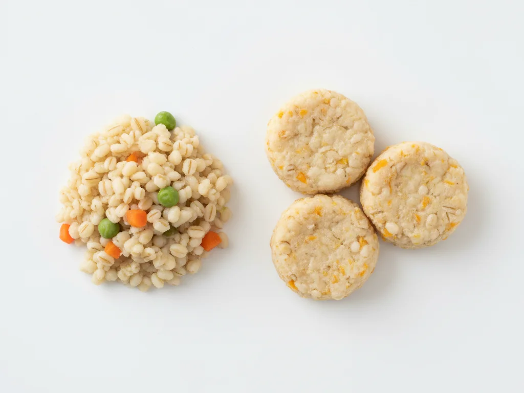 Cook barley until tender but still intact. Mash lightly with a fork or serve as soft, individual grains mixed with other foods. Barley makes a great addition to vegetable mashes or can be formed into soft patties.