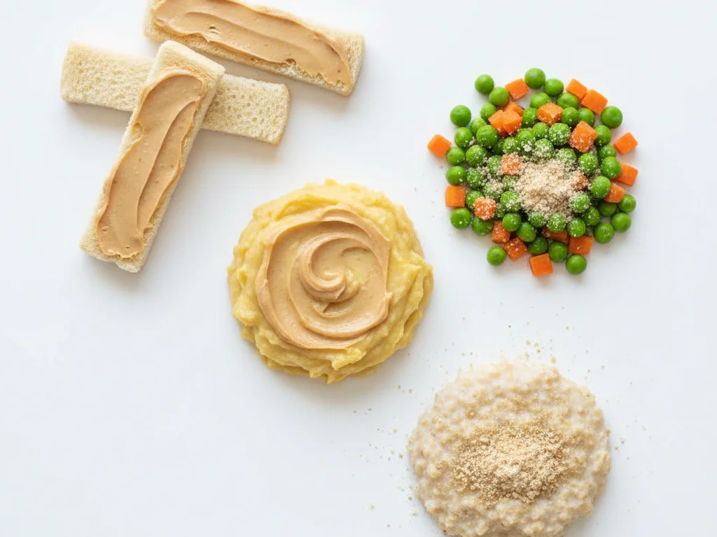 Use pine nut butter (homemade or store-bought with no added salt/sugar) spread thinly on soft toast fingers or mixed into thicker mashes. You can also sprinkle fine powder on soft-cooked vegetables or grains.