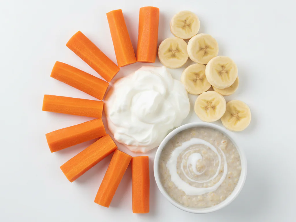 Bied amasi aan als dip voor zacht, hanteerbaar voedsel zoals gestoomde wortelreepjes of bananenschijfjes. Je kunt het ook door havermout of pap roeren voor extra romigheid.