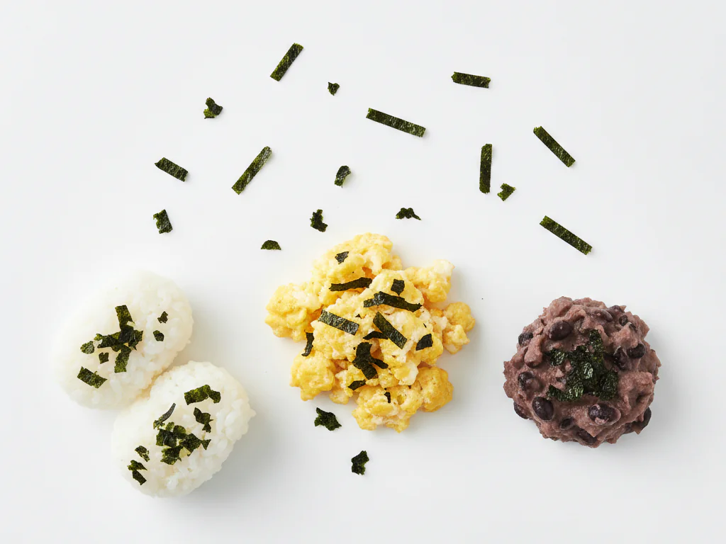 小さく裂いたのりを食べ物にふりかける方法を続けながら、スクランブルエッグ、おにぎり、つぶした豆などの柔らかく調理した料理に取り入れることもできます。赤ちゃんの咀嚼力が向上するにつれて、少し大きめ（それでも小さな）のりを食事に混ぜて与えることができます。