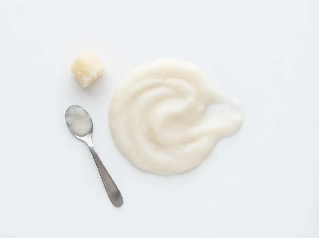 Peel, cook, and blend cassava into a smooth puree. Add breast milk, formula, or water to reach a runny consistency that’s easy for your baby to swallow.